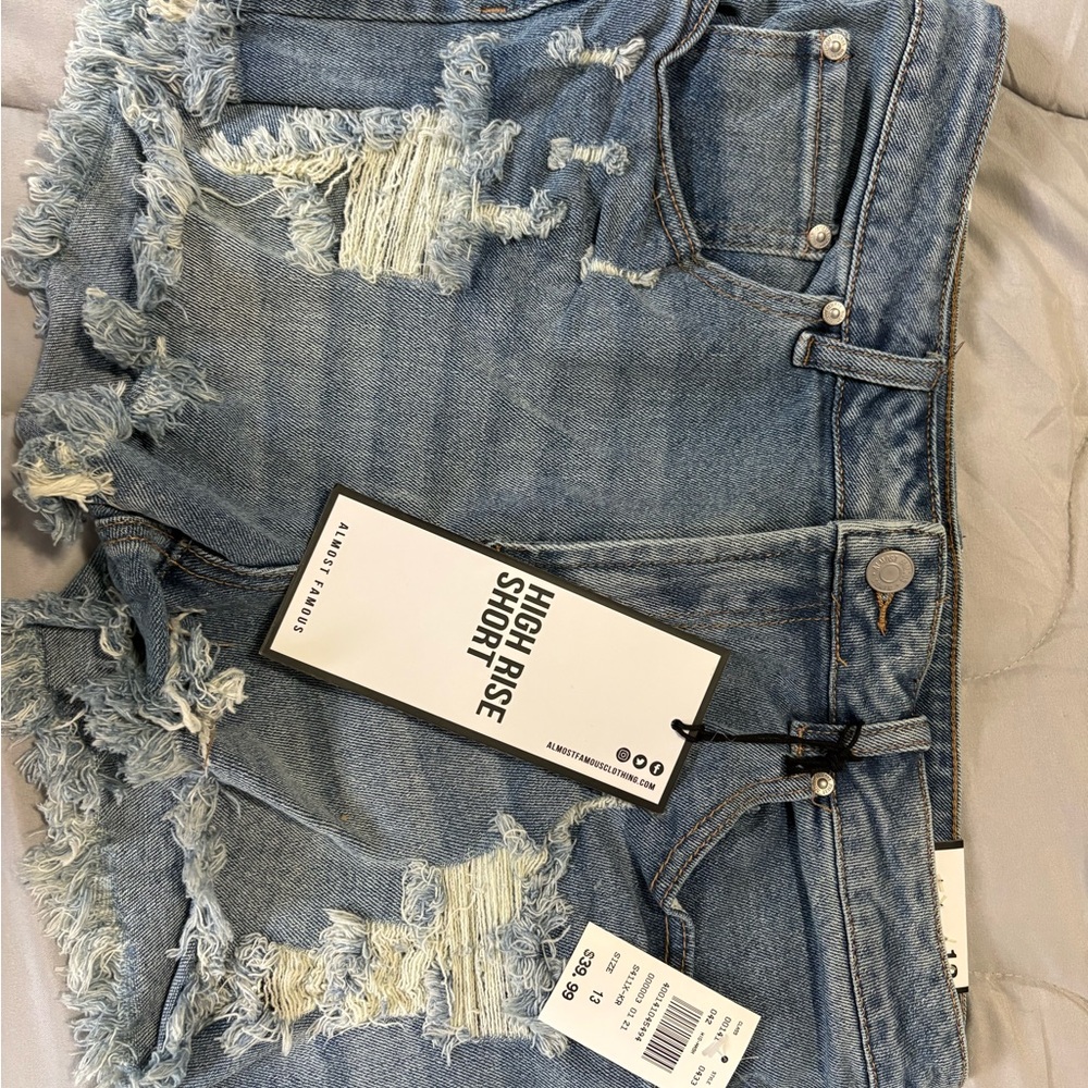 Almost Famous Blue High Waist Denim Shorts